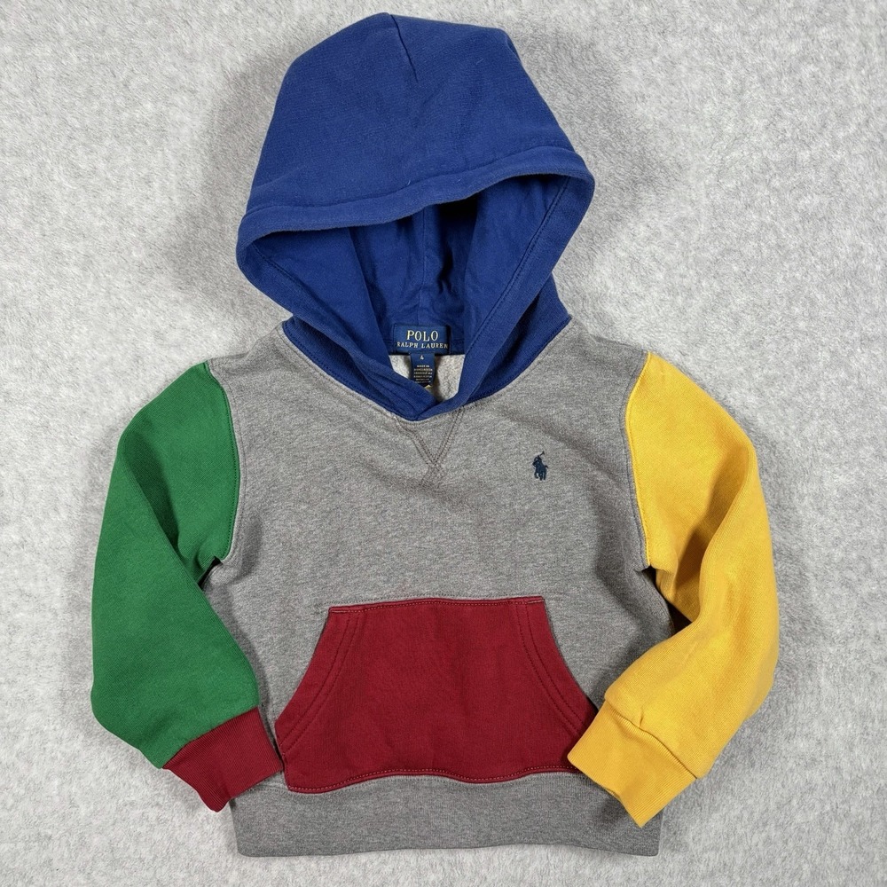 Polo Ralph Lauren Colorblock Pullover Hoodie Kids Size 4T Pony Logo Sweater
